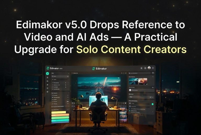 Edimakor V5.0 Drops Reference-to-Video and AI Ads — A Practical Upgrade for Solo Content Creators