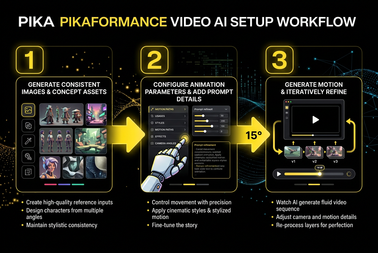 Three-step workflow: upload portrait, add audio, AI generates synced talking video