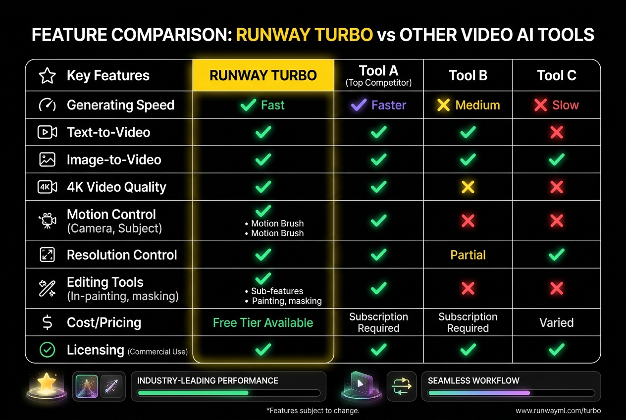 Quality comparison mockup side by side: Gen-4 Turbo vs Gen-4 Standard still frames