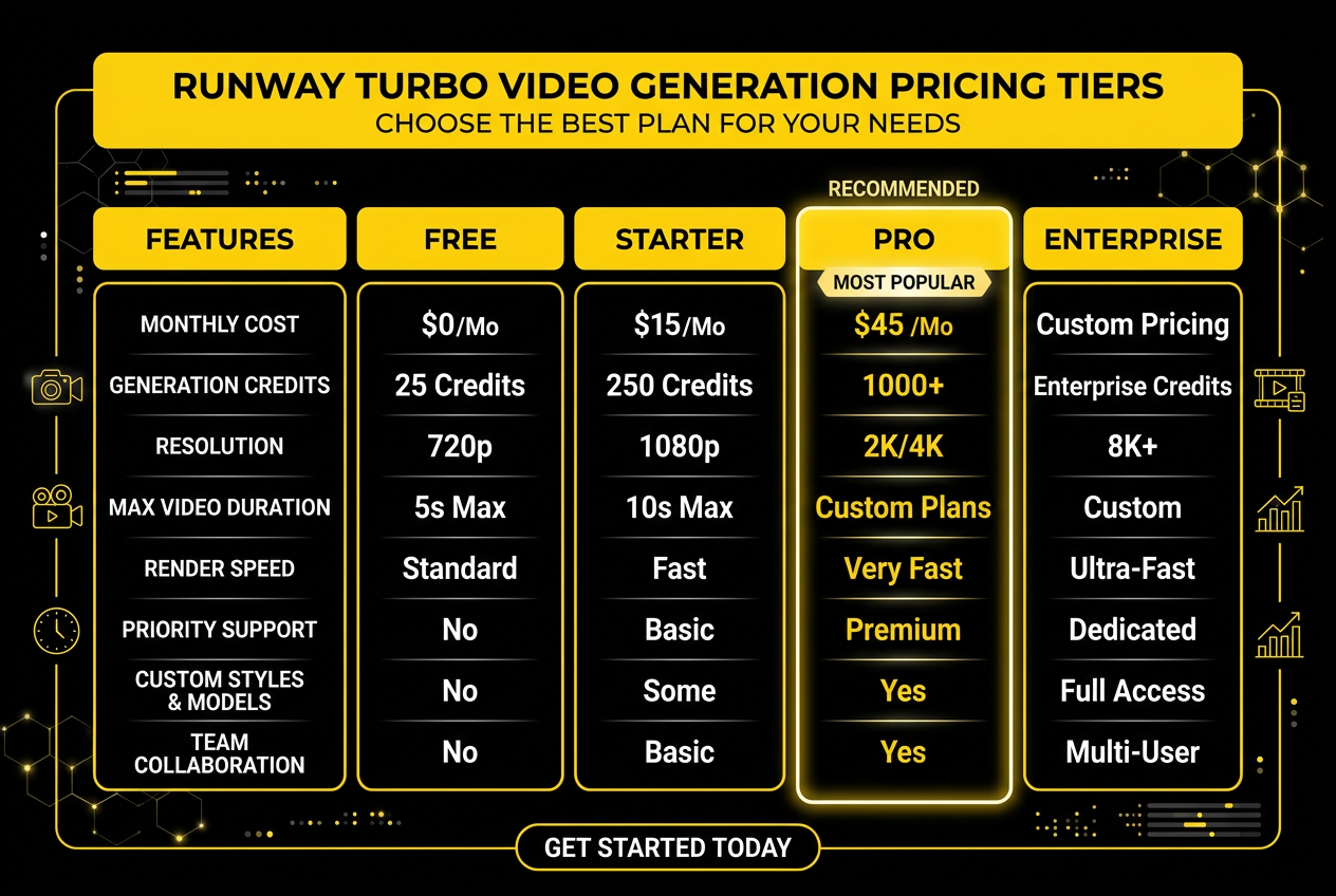 Cost comparison infographic showing 60% savings with Runway Gen-4 Turbo per use case