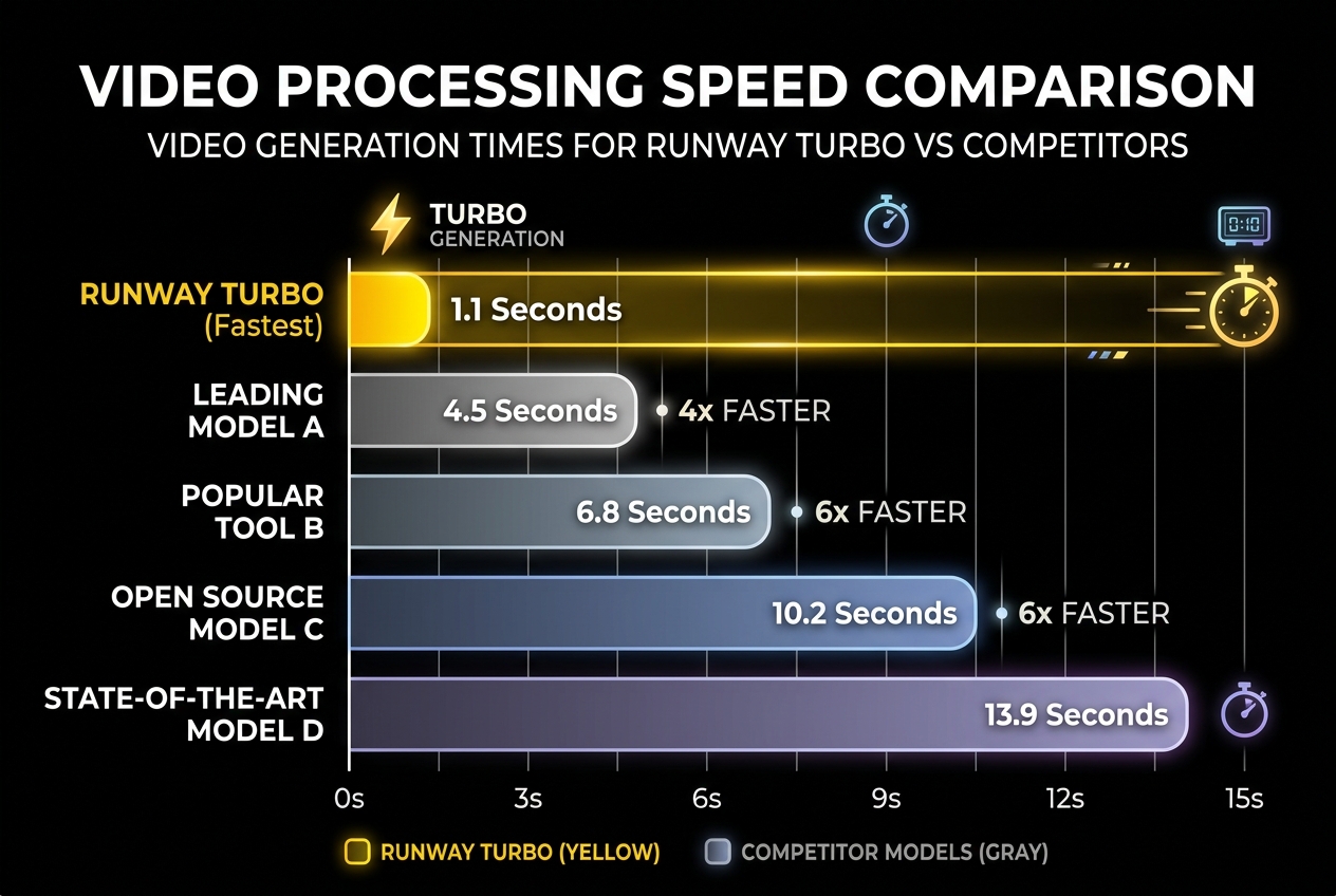 Speed comparison chart showing Runway Gen-4 Turbo vs Gen-4 Standard generation times