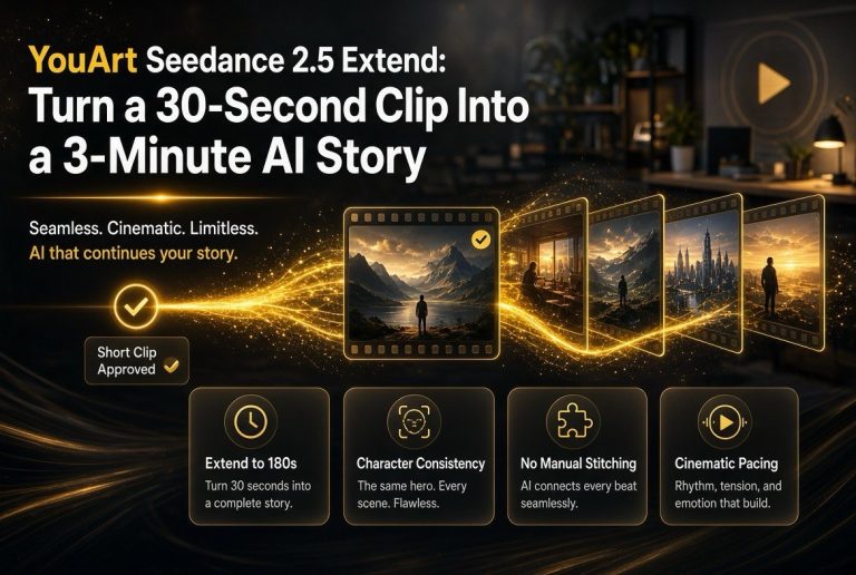 YouArt Seedance 2.5 Extend: Turn a 30-Second Clip Into a 3-Minute AI Story