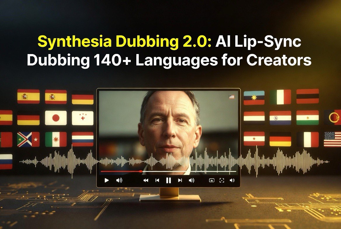 Synthesia Dubbing 2.0 AI lip-sync dubbing in 140+ languages for creators