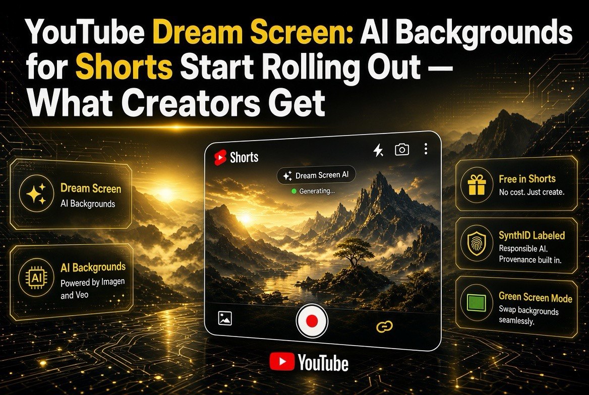 YouTube Dream Screen AI backgrounds for Shorts landing graphic