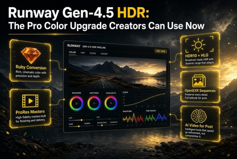 Runway Gen-4.5 HDR color pipeline graphic