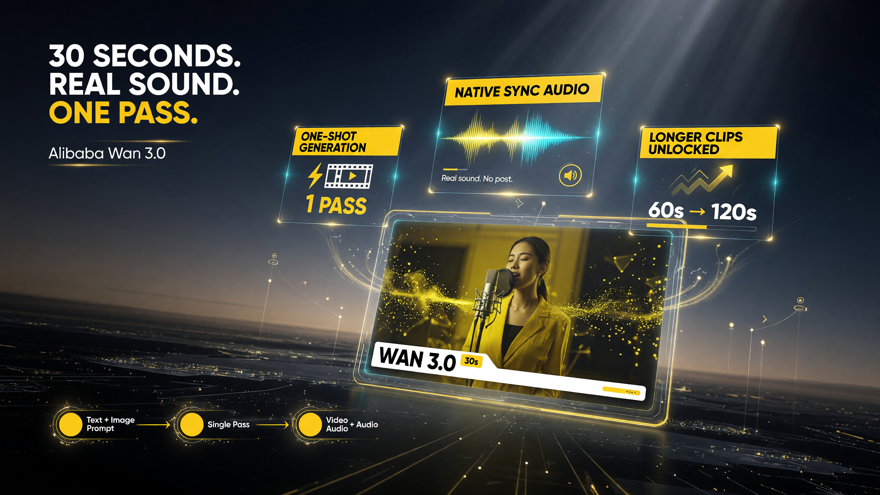 Alibaba Wan 3.0 generating 30-second videos with real synchronized audio in a single pass