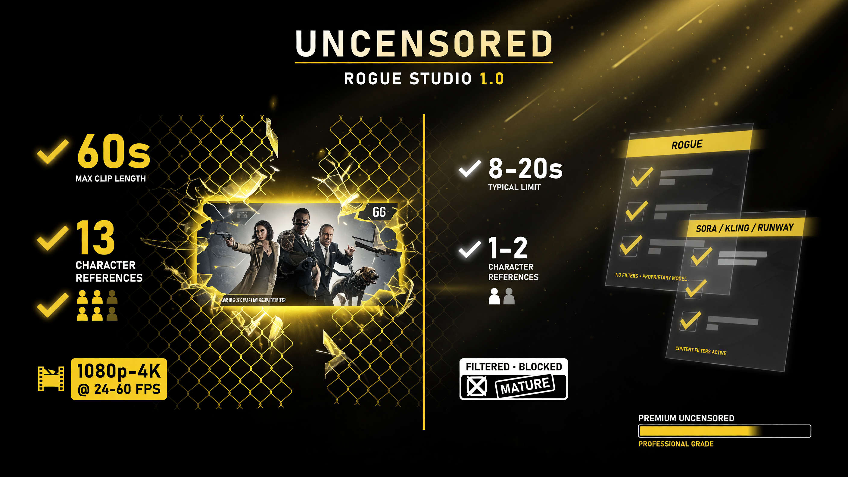 Rogue Studio 1.0 vs mainstream AI video tools comparison
