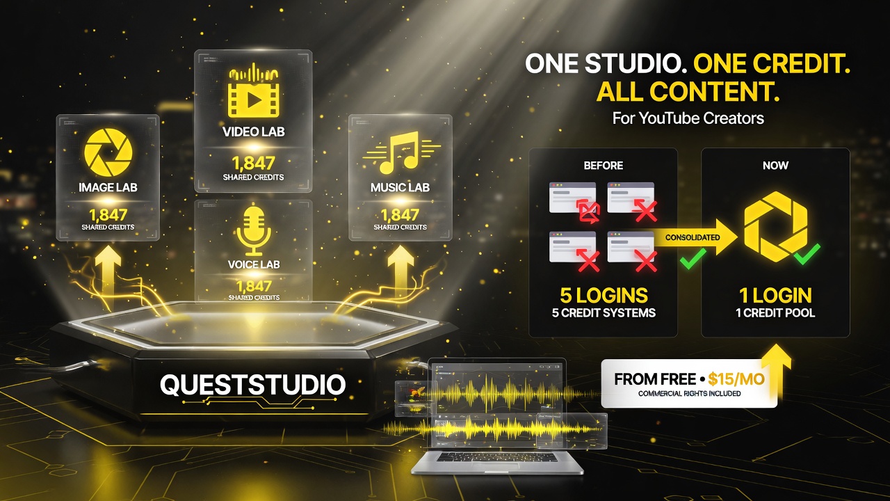 QuestStudio all-in-one AI studio labs for YouTube creators