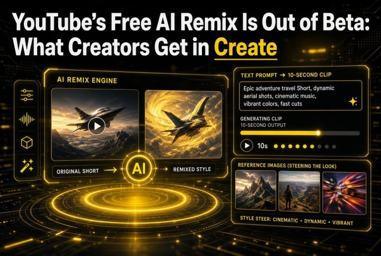YouTube’s Free AI Remix Is Out of Beta: What Creators Get in Create
