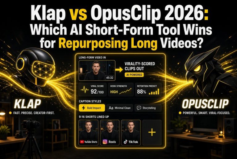 Klap vs OpusClip 2026 comparison thumbnail