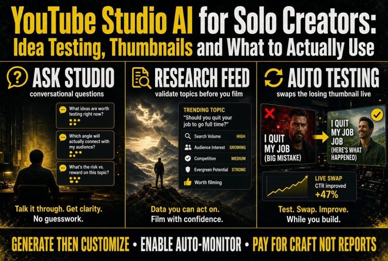 YouTube Studio AI for Solo Creators: Idea Testing, Thumbnails and What to Actually Use