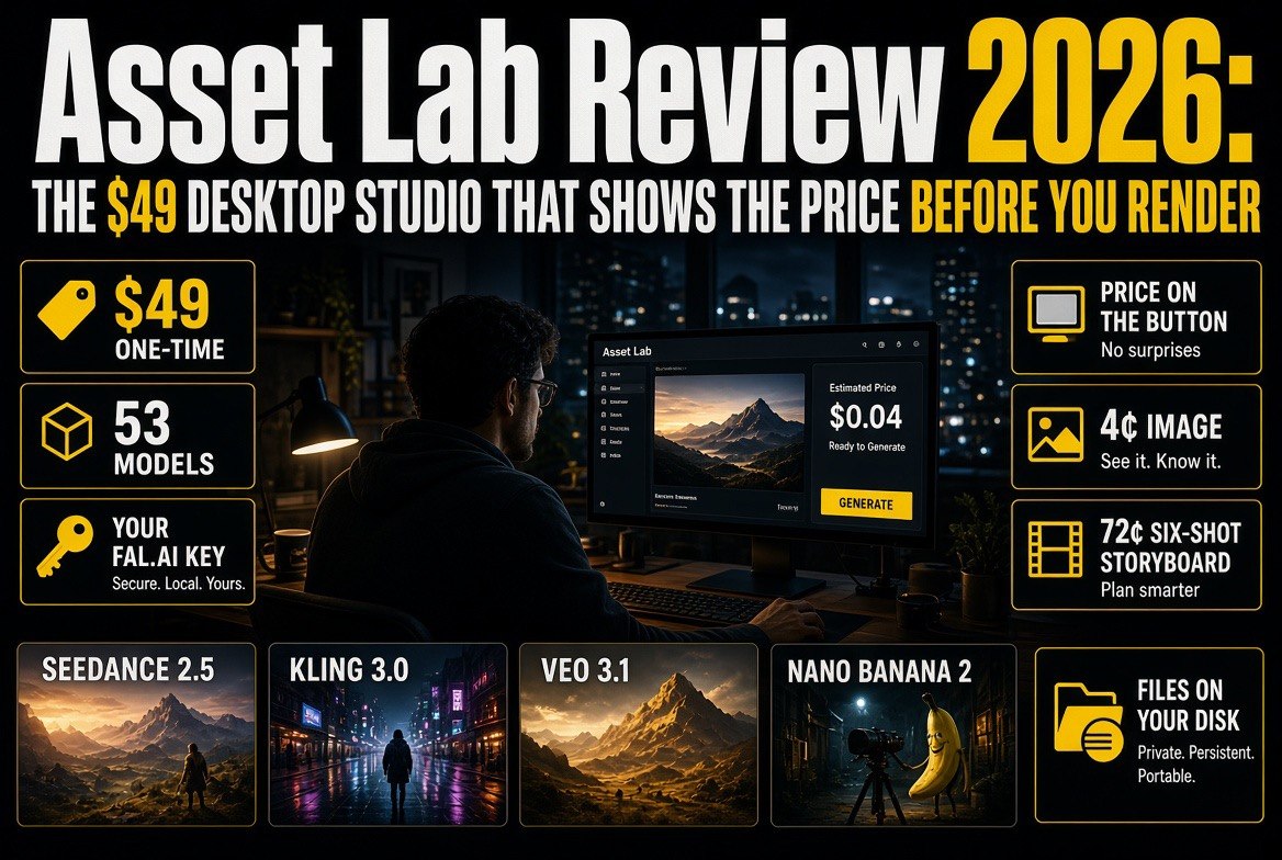 Asset Lab Review 2026: the $49 desktop AI studio that shows the price before you render
