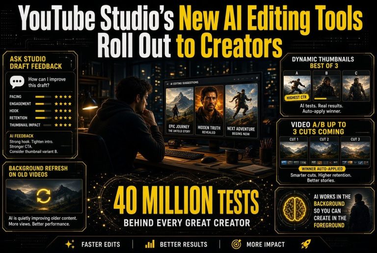 YouTube Studio’s New AI Editing Tools Roll Out to Creators