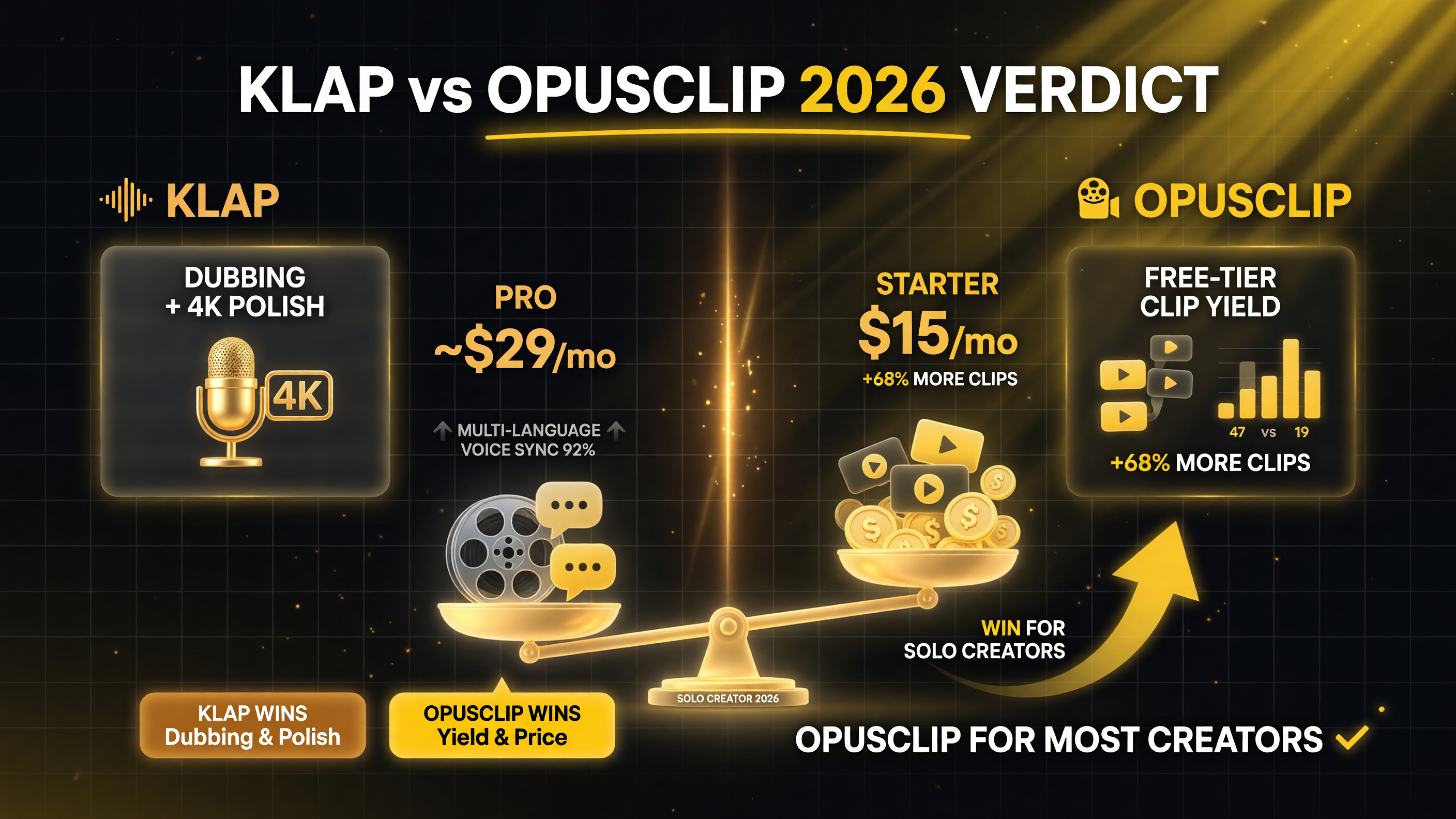 Klap vs OpusClip 2026 verdict - which AI short-form tool wins for solo creators