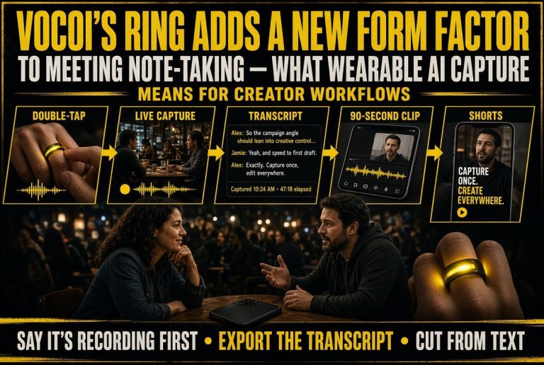 Vocci’s Ring Adds a New Form Factor to Meeting Note-Taking — What Wearable AI Capture Means for Creator Workflows