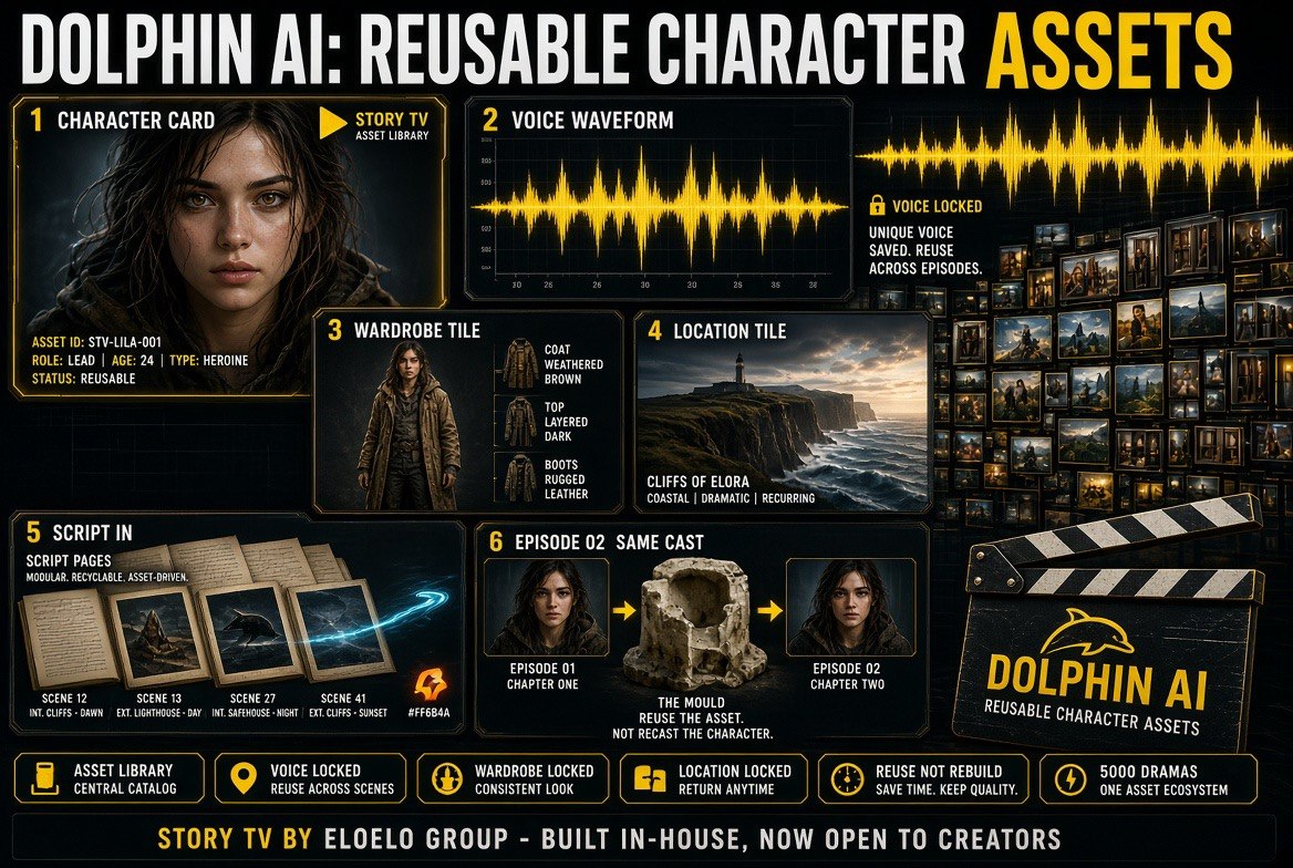 Eloelo Dolphin AI reusable character and voice asset library
